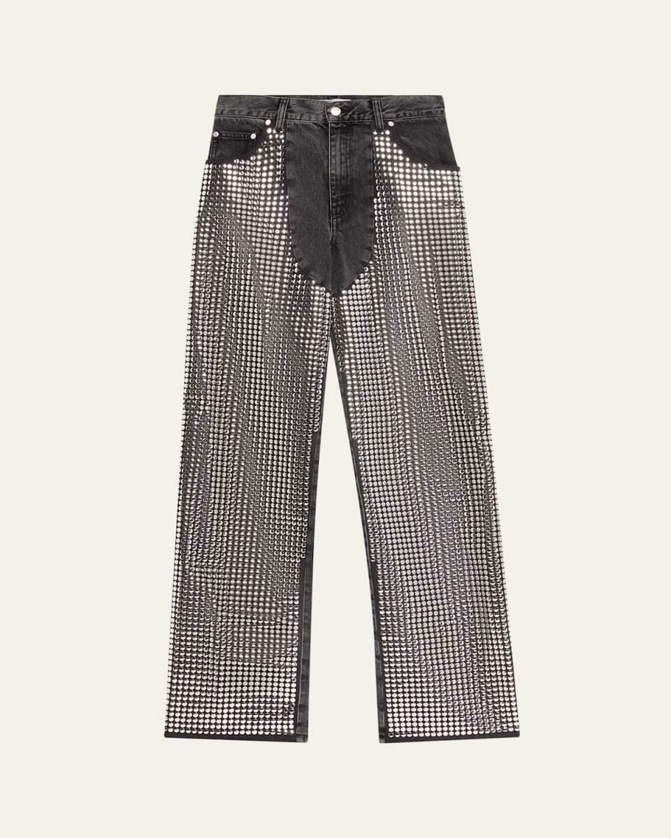 Mirror Studded Straight-Leg Jeans